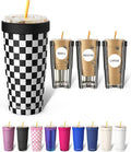 Frost Buddy Togo Buddy 30 oz Stainless Steel Vacuum Insulated Tumbler To Go Coffee Cup - Iced Coffee Sleeve, Travel Mug, Thermal Cup for Hot & Cold Drinks, Dunkin Cup (B&W Checkered)