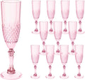 Plastic Champagne Flutes, Champagne Glasses Bulk, Reusable Unbreakable Acrylic Wine Glasses Goblets for Weddings Bachelor Parties Toasting Bridal Shower (12, Pink)