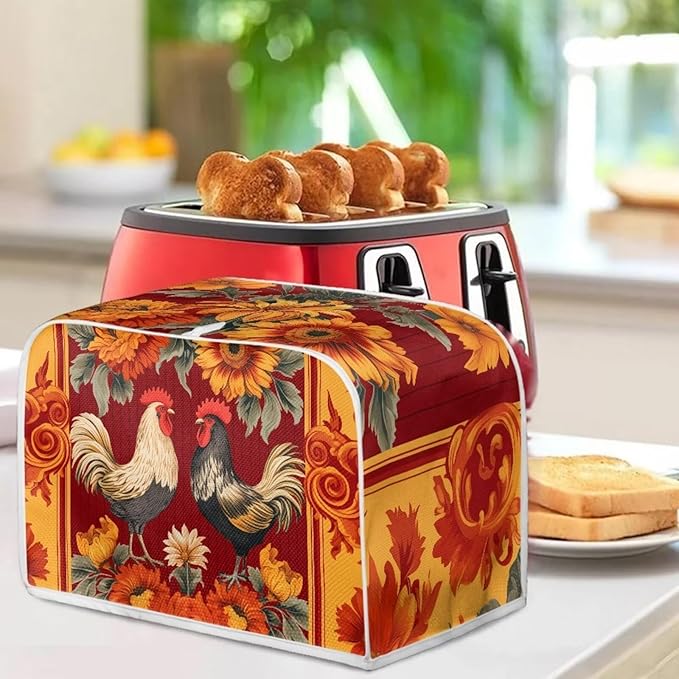 Rooster Kitchen Blender Dust Cover Sunflower Bread Maker Toaster Protector Lightweight Coffee Maker Appliance Covers Size S