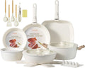 Ceramic Cookware Set Non Stick 23Pcs Pots and Pans Set Non Toxic with Detachable Handle Induction Kitchen Cookware Set Space Saving, Oven & Dishwasher Safe, Cream
