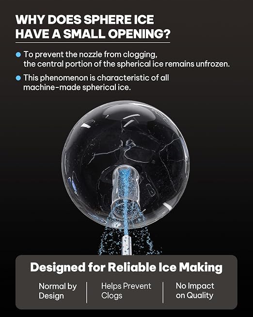 Silonn 2.4″ Sphere Ice Maker Countertop, Clear Ice Ball Maker Machine with Crystal Sphere & Rapid Sphere Technology, 3 pcs in 40 Mins, 100 pcs/Day, Self-Cleaning Ice Maker Ideal for Whiskey