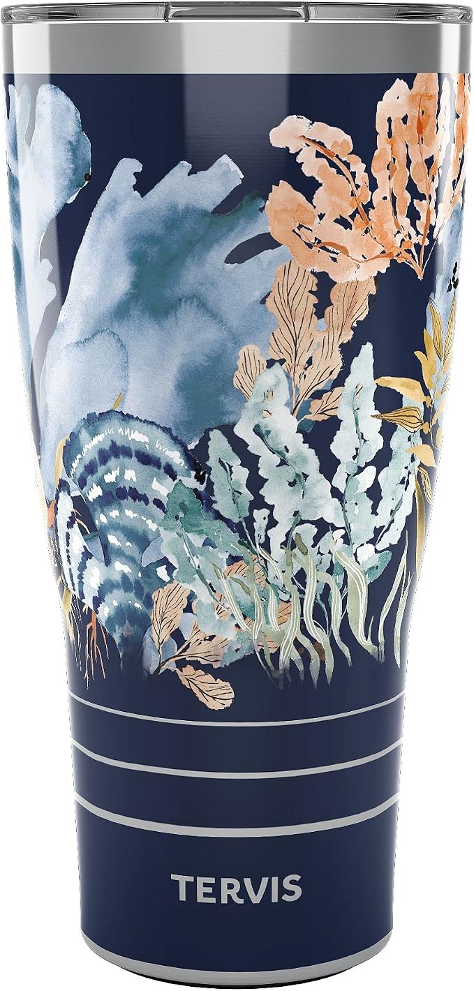Tervis Traveler Sara Berrenson Deep Sea Kelp Triple Walled Insulated Tumbler Travel Cup Keeps Drinks Cold & Hot, 30oz, Stainless Steel