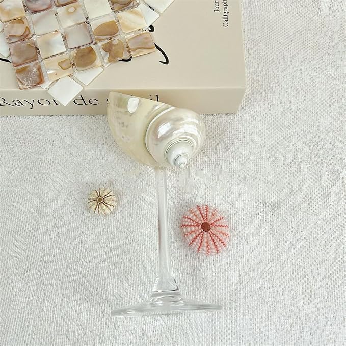 LYFJMUS 2 Pcs Seashell Wine Glasses Wedding Wine Glasses Conch Cup Martini Cocktail Glass Cup for Birthday Wedding Beach Bridesmaids Anniversary Party