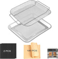 Air Fryer Accessories Set for Emeril Lagasse 26QT Extra Large, Stainless Steel Baking Pans with Nonstick Basket, 100 Parchment Papers & 2 Teflon Mats, Dishwasher safe