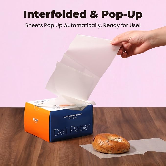 Fit Meal Prep [1000 Pack] 6 x 10.75" Wax Paper Sheets for Food, Interfolded Precut Deli Pop Up Grease-Proof Sandwich Paper Wraps, Waterproof for Lunch, Food Basket, Microwave Cover, BBQ