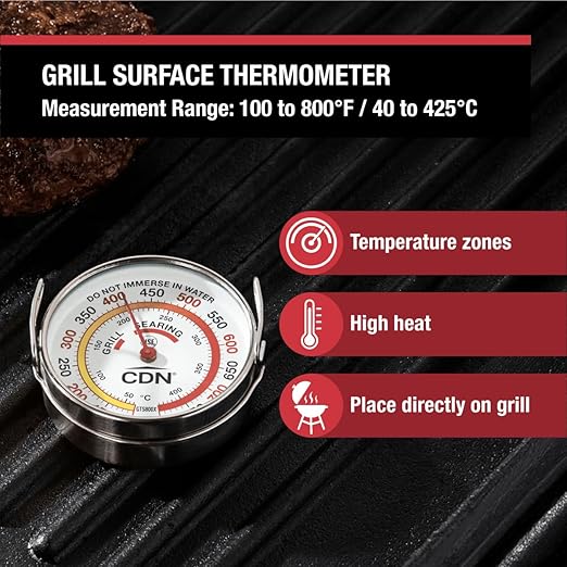 CDN Gifts Set 3-Piece Chef's Thermometer Set, Including Digital Probe Timer, Meat Thermometer, Grill/Oven Surface Thermometer.