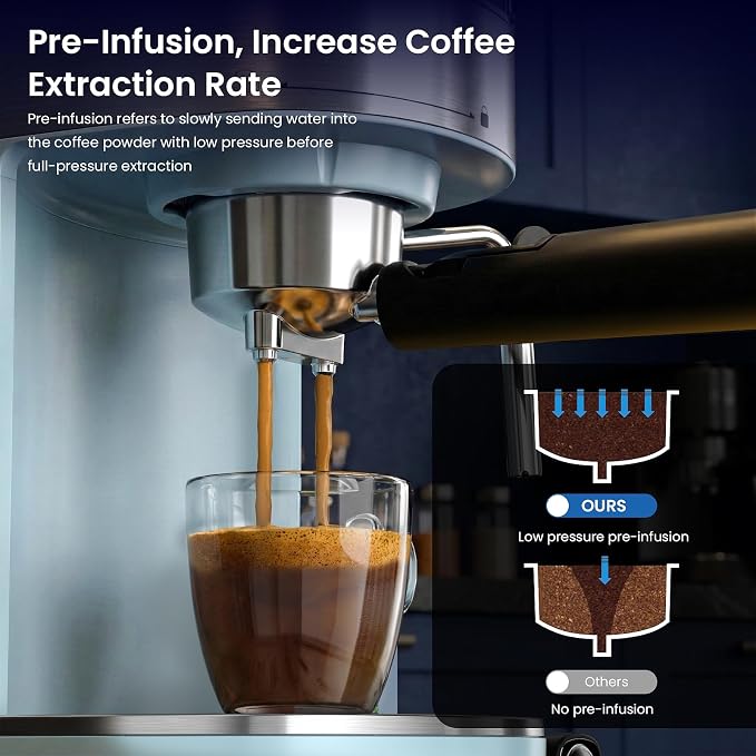 COWSAR Espresso Machine,Expresso Coffee Machines,Espresso Maker with Milk Frother Steam Wand & 40oz Removable Water Tank，Stainless Steel Compact Cappuccino & Latte Machine