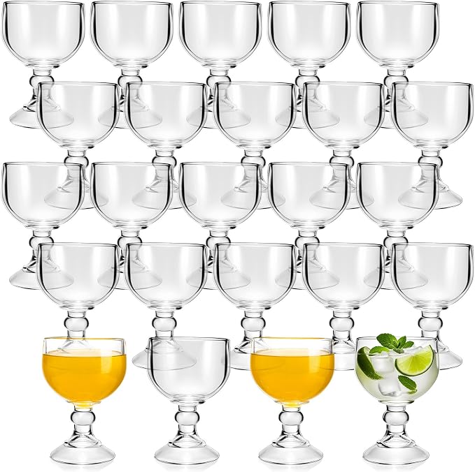 Sabary Set of 24 21.5 oz Schooner Margarita Glasses Bulk, Extra Large Shrimp Glass Clear Fishbowl Cup Thick Bottom Goblet Cocktail Glasses for Coronaritas Beer Margarita Juice Water