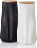 AdHoc Scape Salt & Pepper Mill Set - Salt & Pepper Grinders with Ultra-Sharp Grinding Mechanisms - Refillable Mills & Spice Shakers with Adjustable Grinding - Black & White