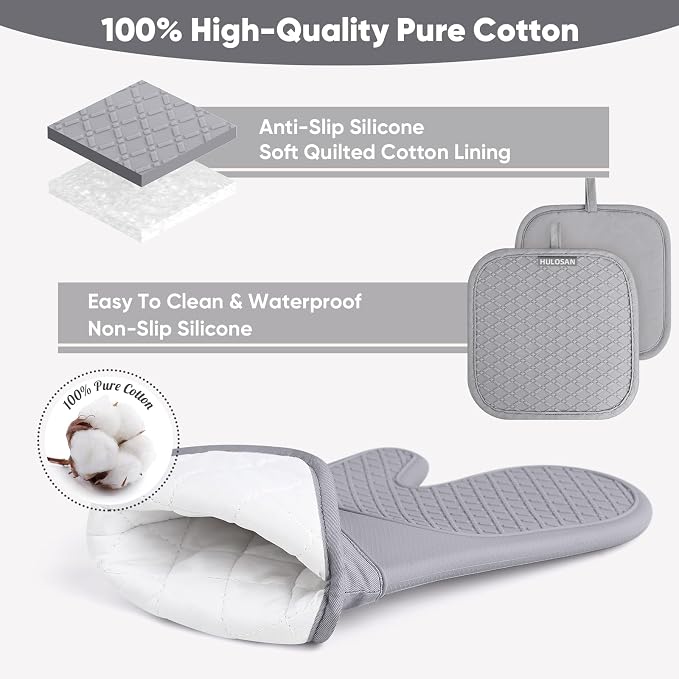 Silicone Oven Mitts Pot Holder Kitchen-Towels100% Cotton Dish Towels for Kitchen,Super Soft and Absorbent Kitchen Hand Towels/Tea Towels.Pot Holder,Oven Mitt Heat Resistant,Silicone Grip,Gift Set