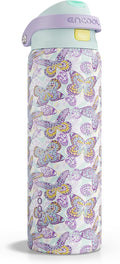 ENCOOL Leakproof Insulated Water Bottle with Straw Dual-Sip Water Bottle Bag-Safe Design for Work, Commute & Gym – Keeps Drinks Cold All Day, 32 oz, Mosaic Butterfly