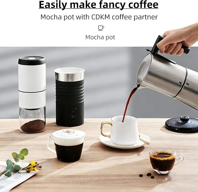 Automatic mocha coffee pot,moka pot stainless steel,One-touch Electric Coffee Maker,3-6 Cups 340ml Italian espresso machine, Anti-scalding, Automatic power-off,Gift Idea,Safety