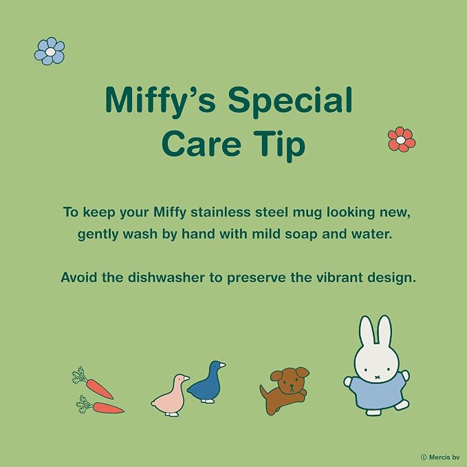 Dragon Glassware | Miffy Stainless Steel Camp Mug with Lid, 12 oz - Pink | Nijntje Insulated Camping Mug For Coffee, Tea, Matcha & Hot Beverages; Miff Mug with Lid