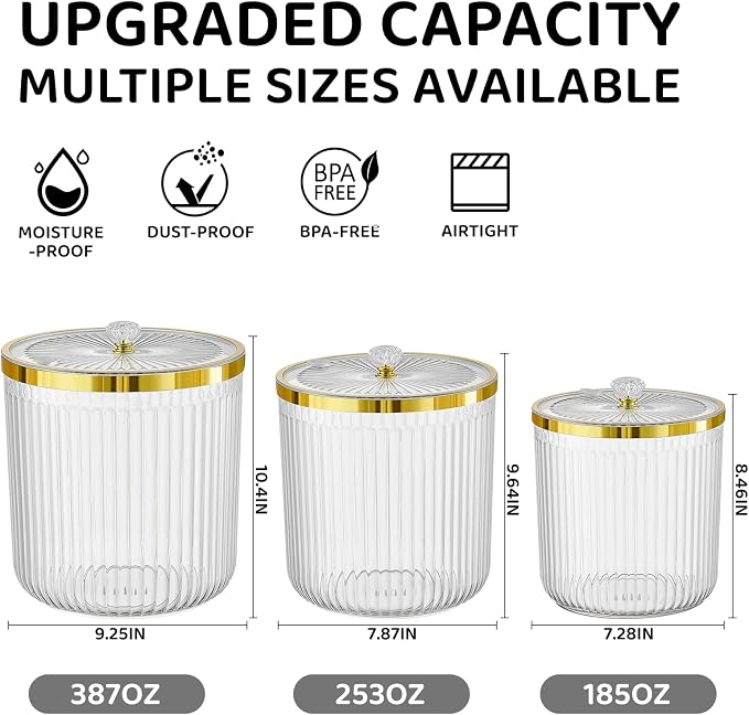 Rice Storage Container,Pantry Large Food Storage Organization with Lids&Scoop Airtight Cereal Dispenser for Flour, Sugar, Cereal, Rice, Cereal,Dry Goods,（3PC；12&7.9&5.8QT）