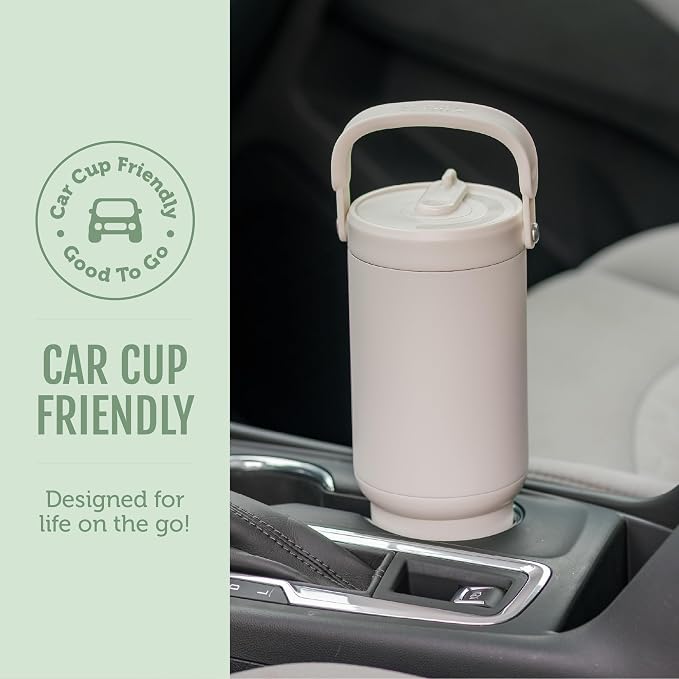 Ello Oasis Go+ 32oz Tumbler with Top Handle and Retracting Straw | Reusable Insulated Stainless Steel Cup, 100% Leakproof Water Bottle, 24 Hours Cold, Cup Holder Friendly For Travel | Jadeglow