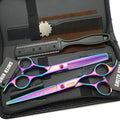 7.0 Inches Hair Cutting Scissors Set with Combs Lether Scissors Case,Hair cutting shears Hair Thinning shears For Personal and Professional (Rainbow)