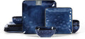 vicrays Ceramic Square 12 Pieces Dinnerware Set - Dinner Plates Salad Plates Cereal Bowls Set Service for 4 - Scratch Resistant Microwave Oven Dishwasher Safe - Blue