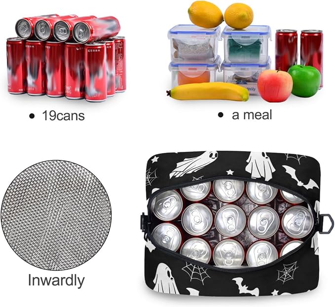 Skull Gothic Insulated Lunch Bag Reusable Lunch Tote Bag Cooler Bag for Women Men Adult Lunch Box with Adjustable Shoulder Strap Leakproof Lunch Bag for Work School Picnic Camping