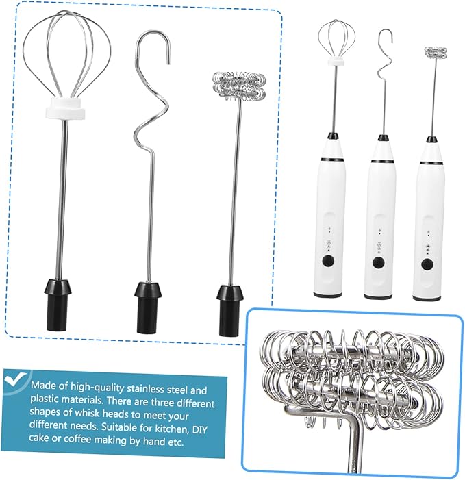 Mikinona 1set Usb Electric Handheld Mixer Stainless Steel Bubbler for Kitchen Automatic Paint Whisk Ergonomic Design Easy to Clean Powerful Frother for Foamed and Food