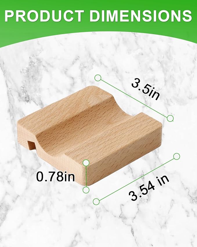 1PCS Rolling Pin Holder, Multifunctional Kitchen Wooden Rolling Pin Holder & Utensil Stand, Food-Grade Wood Base with Phone Slot for Baking, Rolling Pins, Spoons & Forks Storage