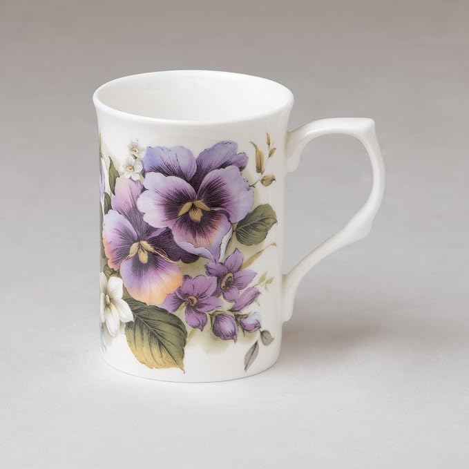 Bone China Coffee Tea Mugs 9-Ounce, Assorted Set of 4 (Classic Floral)