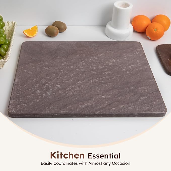 Diflart Natural Marble Stone Cutting Board for Kitchen, 16x20 Inch, Red, Marble Slab Pastry Board for Cheese, Dough, Chocolate, Pack of 1 Pcs