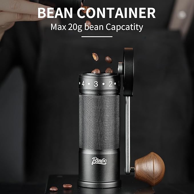 Bincoo Manual Coffee Grinder Manual Foldable Handle– Espresso Hand Coffee Grinder Burr,Compact and Portable for Home/Travel/Camping (Black)