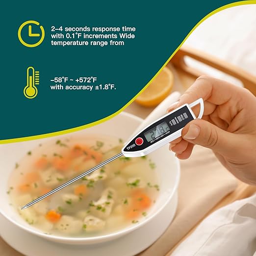 Copkim 12 Set Waterproof Food Thermometer for Water, Liquid, Candle and Cooking Digital Meat Thermometer with Long Probe Instant Read for Kitchen BBQ Grill Candy (Black,White,Red)