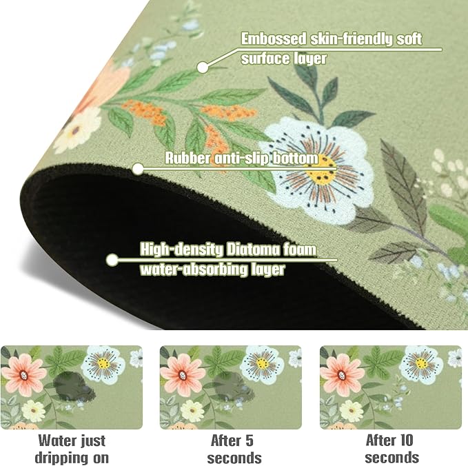 Sink Faucet Absorbing Mat, 2 Pack Drying Mat Around Faucet Sink Splash Guard Behind Faucet Sinkmat For Kitchen Bathroom Island Rv 15 * 5.5 Inch (38 * 14 cm)