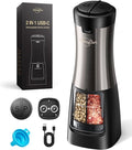 USB Rechargeable 2 in 1 Electric Salt and Pepper Grinder Set Shaker & 5 in 1 Blender and Food Processor Combo for Kitchen