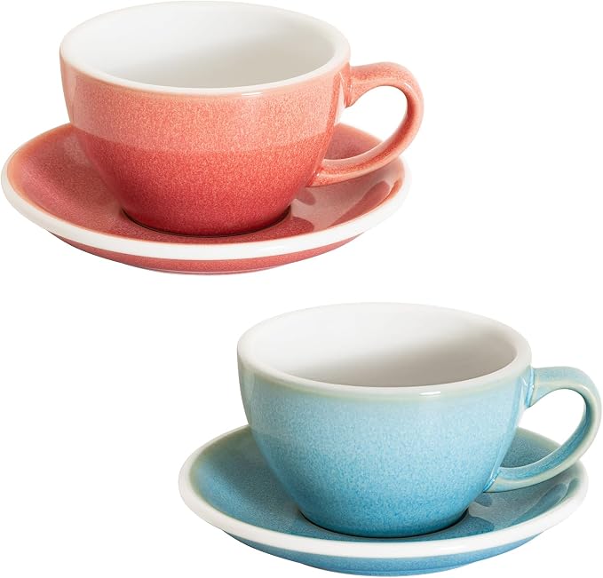 Loveramics 2 Set x 10 oz Latte Art Cup and Saucer (Ice Blue + Berry)