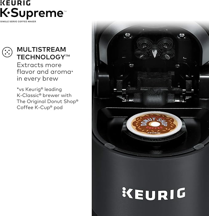 Midea WHD-113FSS1 Compact Refrigerator, 3.1 cu ft, Stainless Steel & Keurig® K-Supreme Single Serve K-Cup Pod Coffee Maker, MultiStream Technology, Black