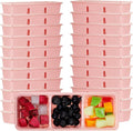 Hushee 50 Pack 17 oz Small Meal Prep Containers with 3 Compartments Snack Containers with Lid Disposable Plastic Bento Box Travel Lunch Food Boxes Stackable for Office Picnic (Pink)