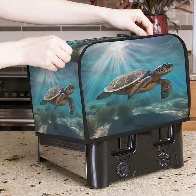 Sea Turtle Petrel Sunshine 4 Slice Toaster Cover Dust And Fingerprint Bread Maker Cover Bakeware Protector Washable Appliance Covers Kitchen Accessories For Home Kitchen Women Gift