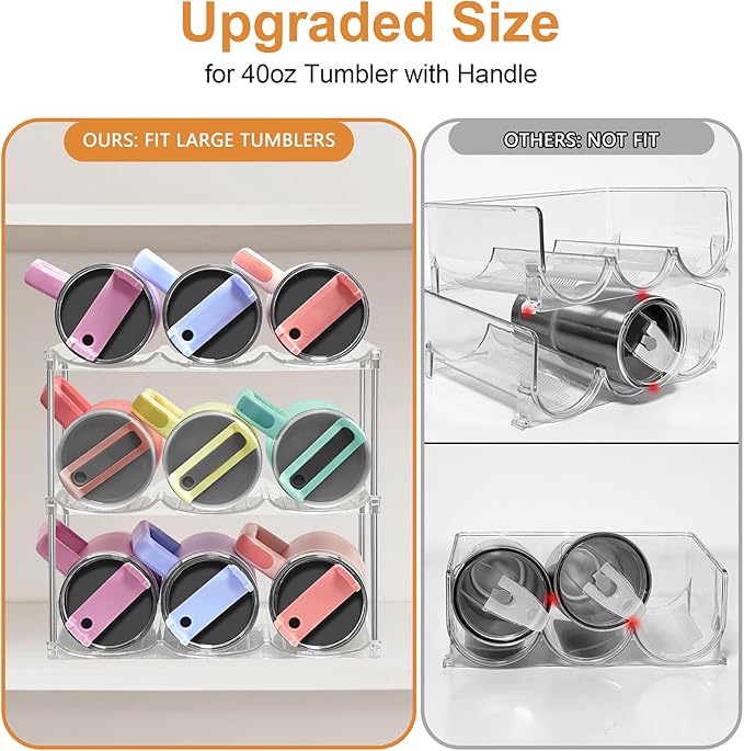 Water Bottle Organizer for Stanley 40 oz Tumbler - Large Capacity Water Bottle Holder for Cabinet, Kitchen Organizers and Storage for Stanley Cup Accessories, Tumbler Organizer Storage Rack, 4 Pack