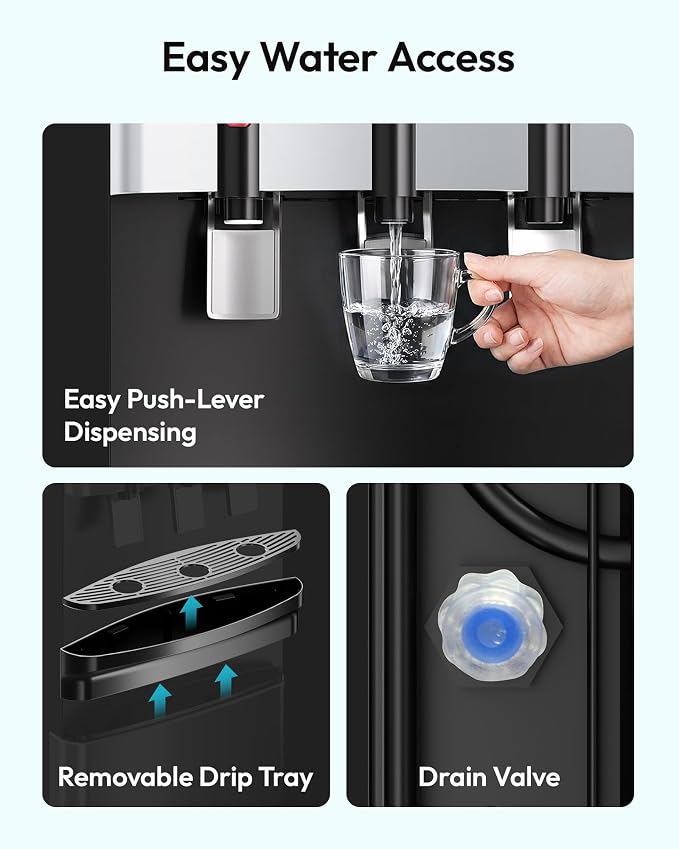 Euhomy Bottleless Water Cooler 3 Temperature Settings Hot Cold & Room WaterWater Dispenser