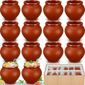 Gejoy 12 Pcs 3oz Cantaritos De Barro Clay Jar Mexican Clay Mugs Fiesta De Barro Mexicanos Cocktail Glasses for Tequila, Margaritas, Mojitos Cold Hot Drinks (Terracotta)
