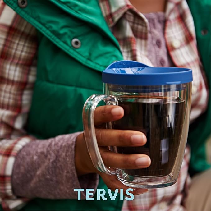 Tervis Clear & Colorful Tabletop Made in USA Double Walled Insulated Tumbler Travel Cup Keeps Drinks Cold & Hot, 16oz Mug, River Rock