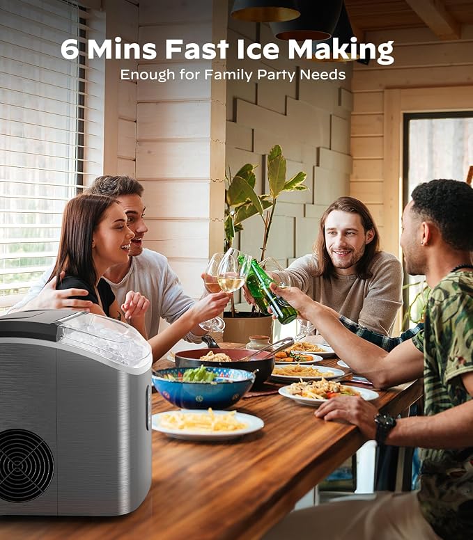Nugget Ice Makers Countertop, Pellet Ice Machine with Self-Cleaning Function, Nugget Ice Machine Produces 33 lbs of Chewable Ice in 24 Hours, Sonic Ice Maker Perfect for Home Kitchens Party Camping
