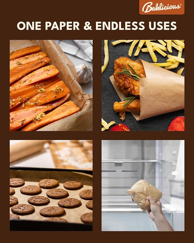 BAKLICIOUS 220 Pcs 9x13 inch Unbleached Parchment Paper Baking Sheets, Baklicious Pre-cut Heavy Duty Parchment Baking Paper for Air Fryer, Oven, Bakeware, Steaming, Cooking Bread, CupCake, Cookies