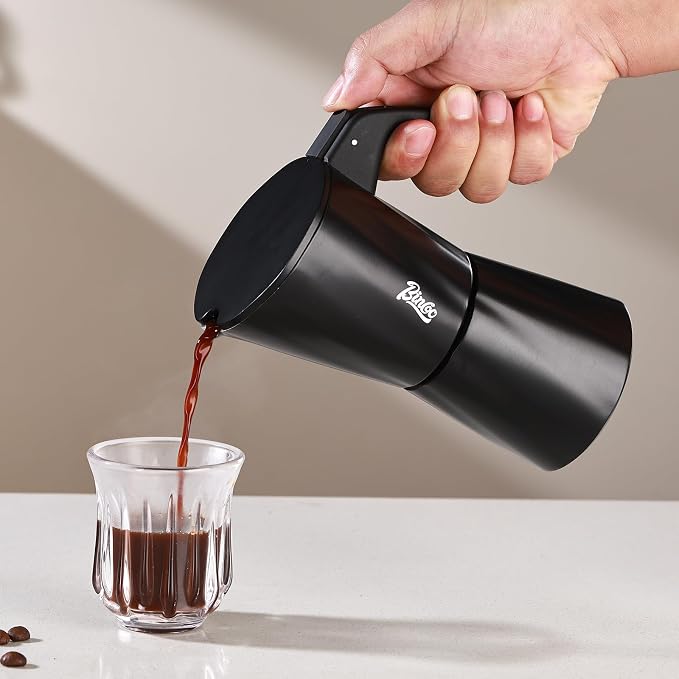 Bincoo Moka Pot 2 Cup，Espresso Maker Stove Top，Italian Coffee Maker，Mocha Pots，Stovetop Espresso Maker，Espresso Stove Top Coffee Maker，Mokapot Greca Coffee Maker Mocha Pot（Black