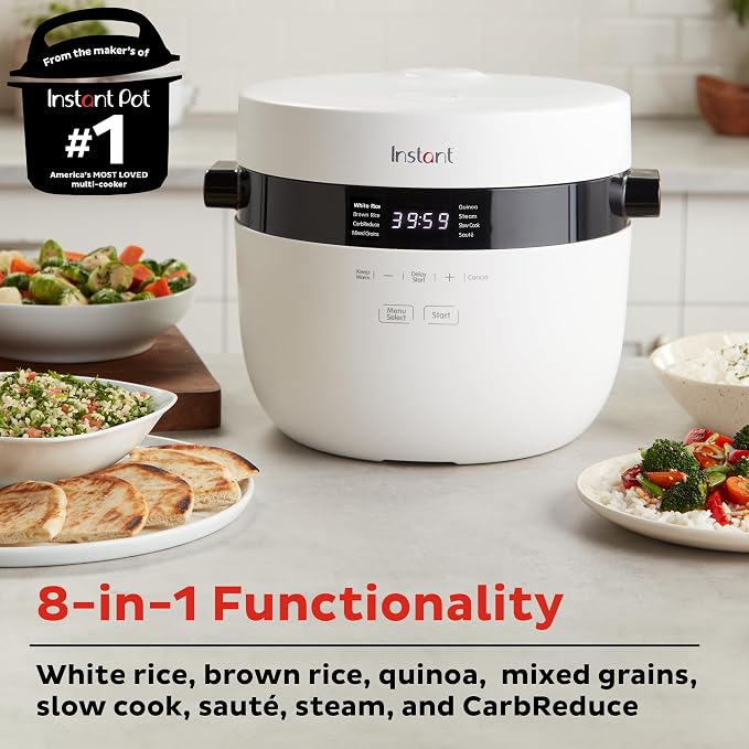 Instant Pot 20-Cup Rice Cooker, Rice and Grain Multi-Cooker with Carb Reducing Technology without Compromising Taste or Texture, From the Makers of Instant Pot, Includes 8 Cooking Presets