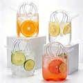 Glass Purse for Drinks Set of 4,24oz Unique Funky Thick Wine Glasses Gifts for Women Party,Fish Bowl Vase,Creative Unique Drinking Glass for Fruit Juice,Tea,Flowers (Bubbled)
