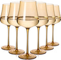 Amber Wine Glasses Set of 6-18oz Hand Blown Colorful Wine Glasses Unique Gift for Birthday,Wedding, housewarming