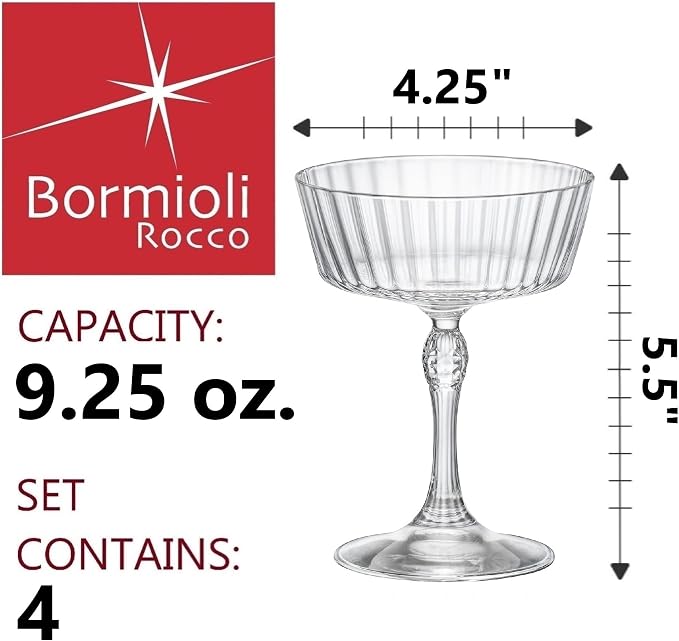 Bormioli Rocco America '20s 9.25 oz. Fizz Cocktail Glasses, Clear, Set of 4