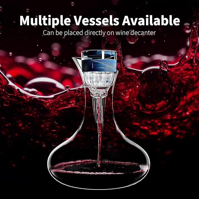 Ourokhome Wine Aerator Pourer - Decanter Spout, Premium Decanter for Red Wine，Designed for All Glasses, Improve Flavor, Enhance Bouquet Aerating Pourer (Blue)