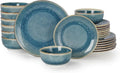 Sweejar 24 Piece Dinnerware Sets for 8, Porcelain Plates and Bowls Set for Kitchen, Housewaring Gift, Chip and Scratch Resistant, Easy Cleaning Dishes Set, Stack Compactly Dishware, Blue