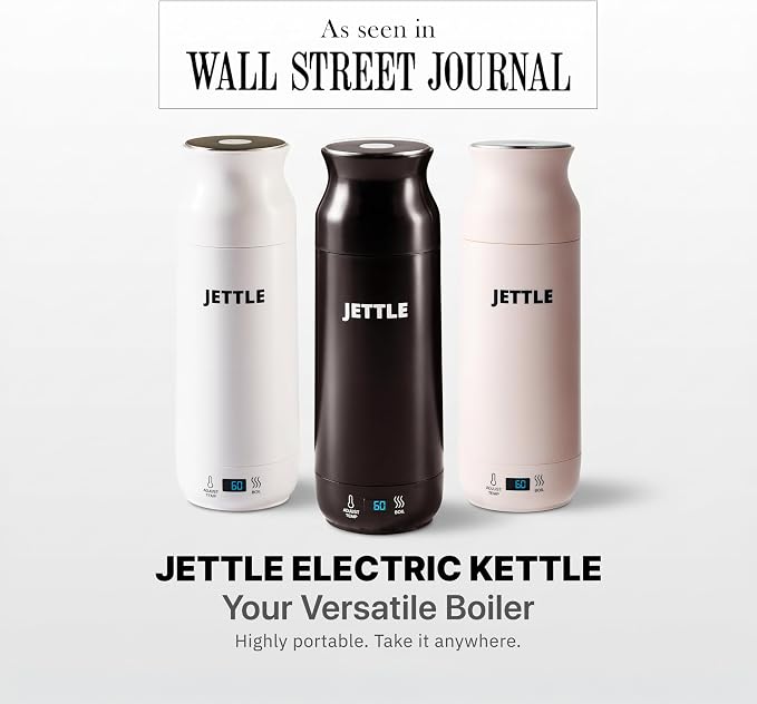 Jettle Electric Kettle - Travel Portable Heater for Coffee Tea Milk Soup - Stainless Steel Travel Water Boiler tea pot with Temperature Control - LED - Automatic Power Off - 450ml - Kitchen Appliance