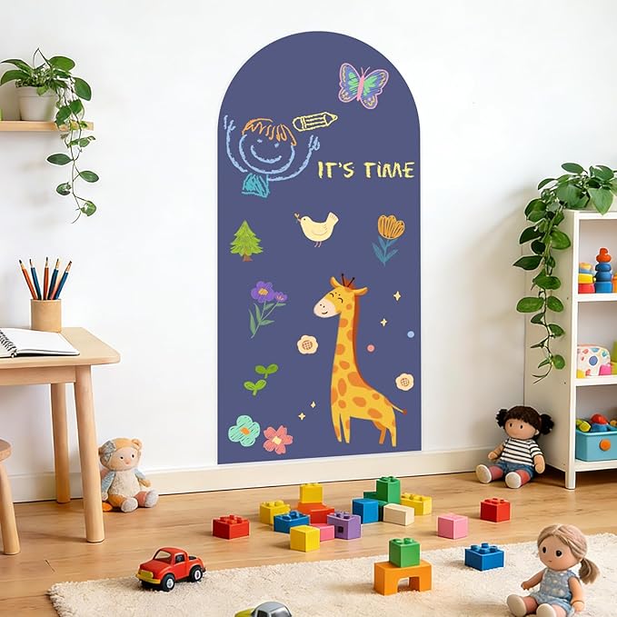 Dusty Blue Magnetic Chalkboard for Wall - 39.3”x17.5” Peel and Stick Magnetic Blackboard with Bonus Magnet Letters & Starter Accessories Arch Wall Decal for Classroom Kids Playroom Coffee Shop