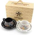 Tea Cup and Saucer Set Floral Design Porcelain Ceramic Coffee Cup Sets with Box Dishwasher Safe Set 9.8 oz Christmas Thanksgiving Gifts